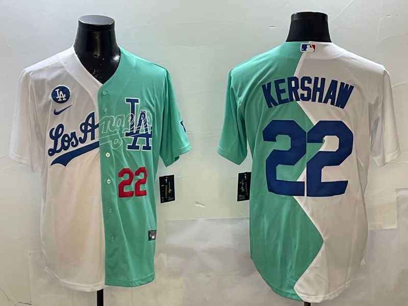 Men Los Angeles Dodgers 22 Kershaw Blue White Game 2025 Nike MLB Jersey style 1